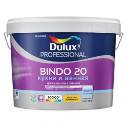 Краска Dulux Bindo 20 Кухня и Ванная Полуматовая 9 л BW